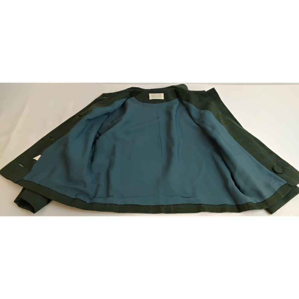 Pendleton Skirt Suit Set Women's 14 Green Plaid 100% Virgin Wool 1960s #Z5719 - Picture 9 of 16